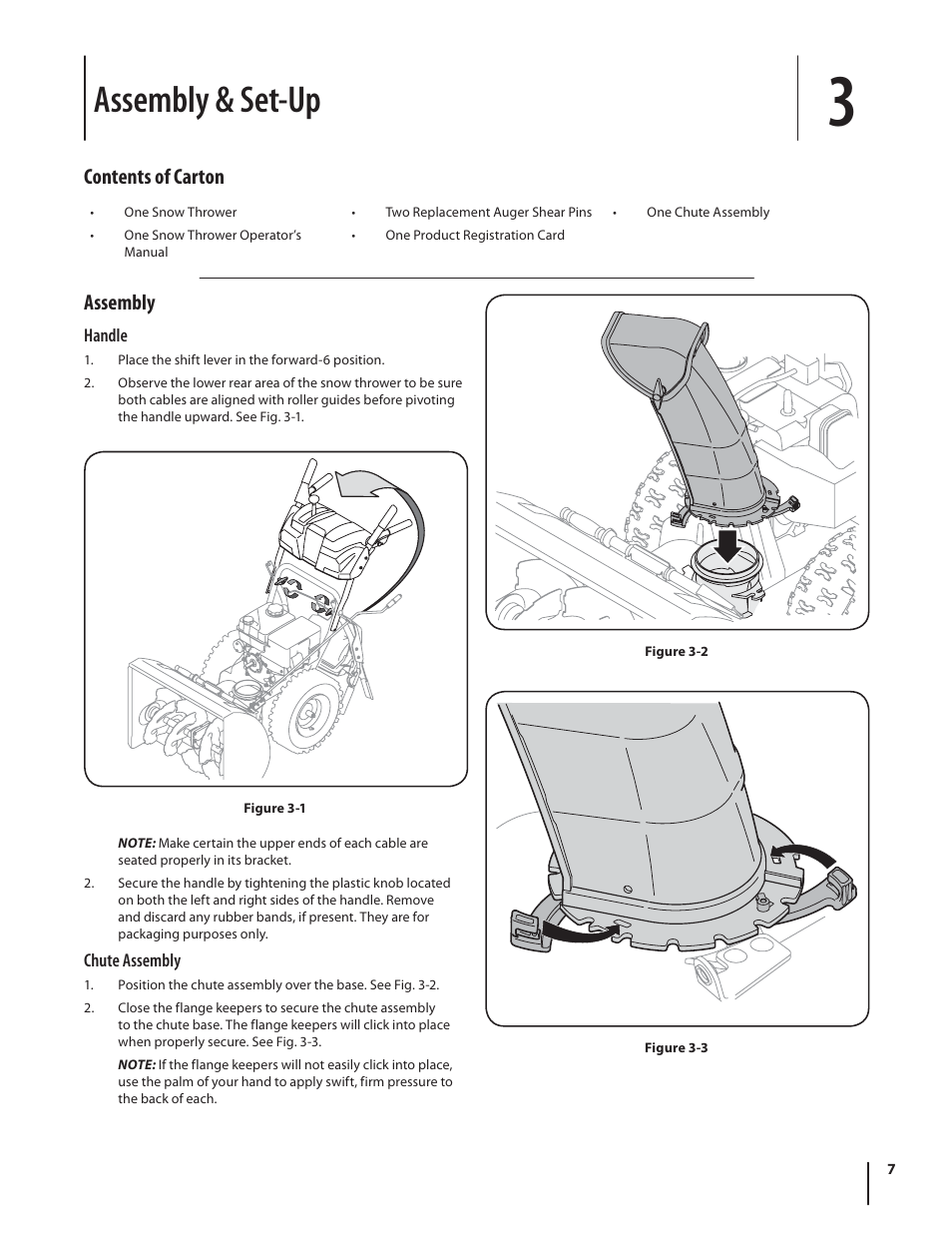 Assembly & set-up, Assembly, Contents of carton | Troy-Bilt Storm 2410 User Manual | Page 7 / 60