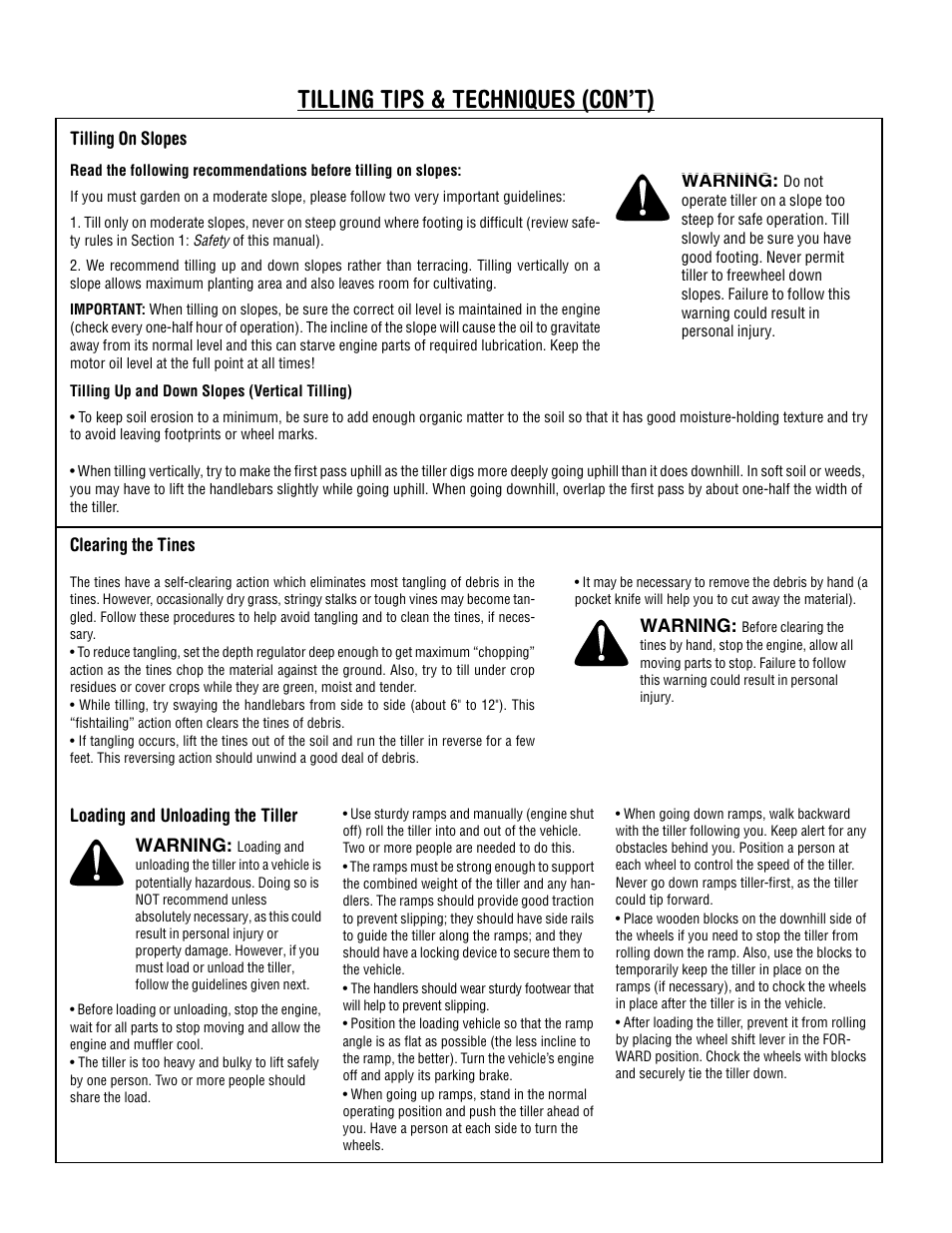 Tilling tips & techniques (con’t) | Troy-Bilt 654J User Manual | Page 14 / 32