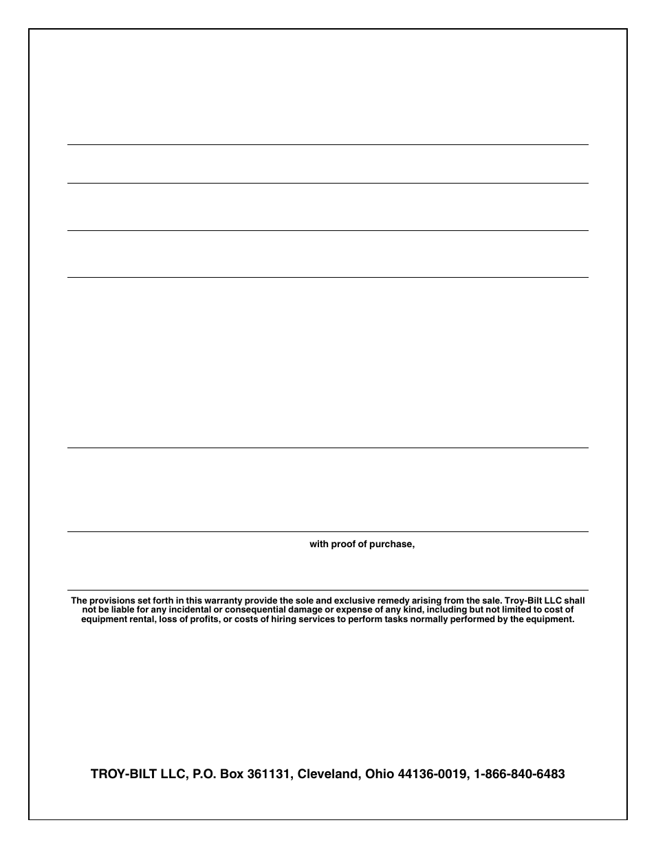 Troy-bilt tiller lifetime limited warranty | Troy-Bilt 654J User Manual | Page 32 / 32