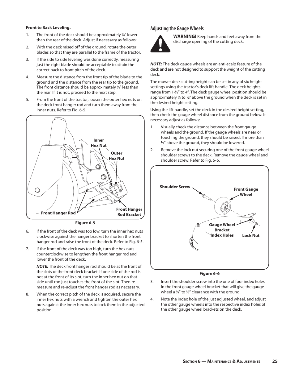 Adjusting the gauge wheels | Troy-Bilt RZT MUSTANG ZT50 User Manual | Page 25 / 76