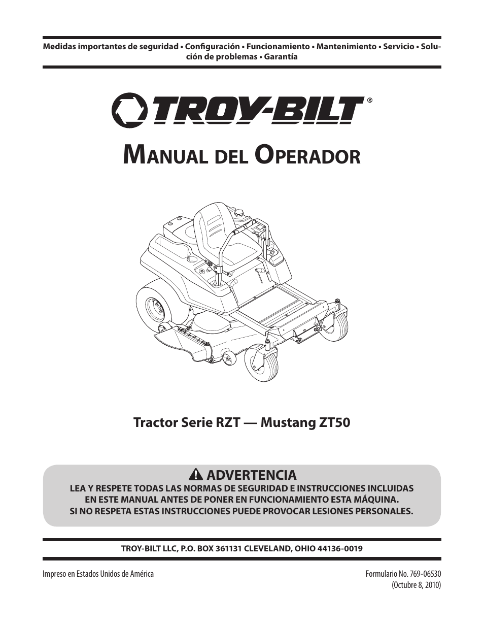 Anual, Perador | Troy-Bilt RZT MUSTANG ZT50 User Manual | Page 41 / 76