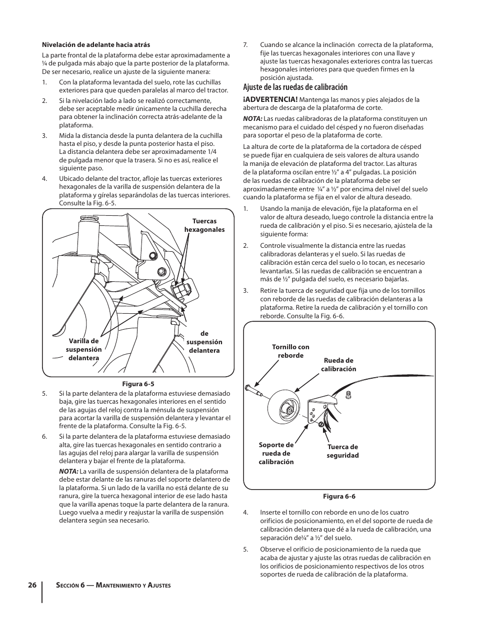 Ajuste de las ruedas de calibración | Troy-Bilt RZT MUSTANG ZT50 User Manual | Page 66 / 76