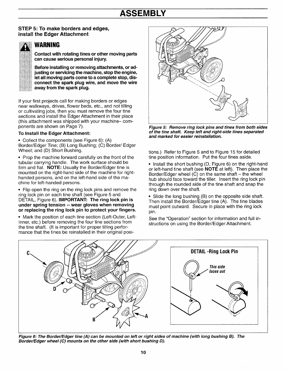 Warning, Assembly | Troy-Bilt 12159 User Manual | Page 10 / 24