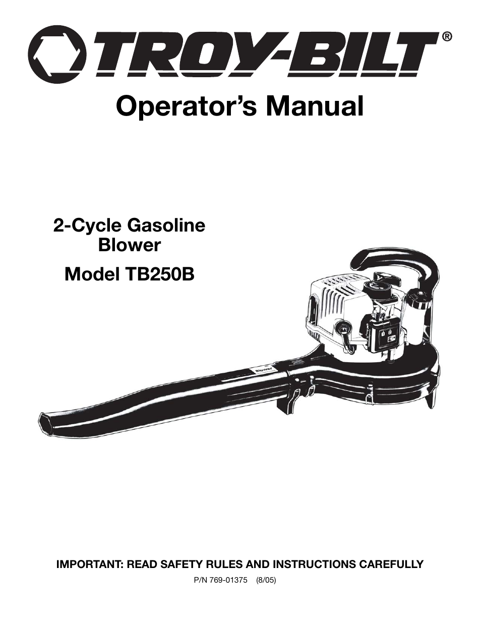 Troy-Bilt TB250B User Manual | 56 pages