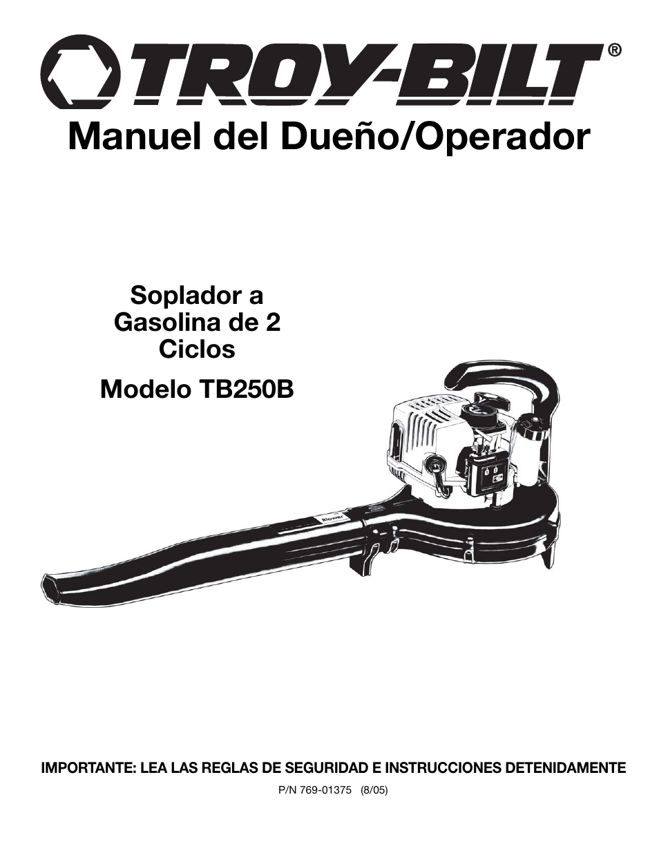 Manuel del dueño/operador | Troy-Bilt TB250B User Manual | Page 37 / 56
