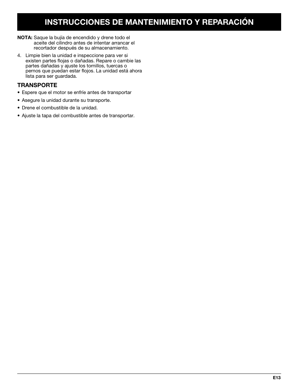 Instrucciones de mantenimiento y reparación | Troy-Bilt TB250B User Manual | Page 49 / 56
