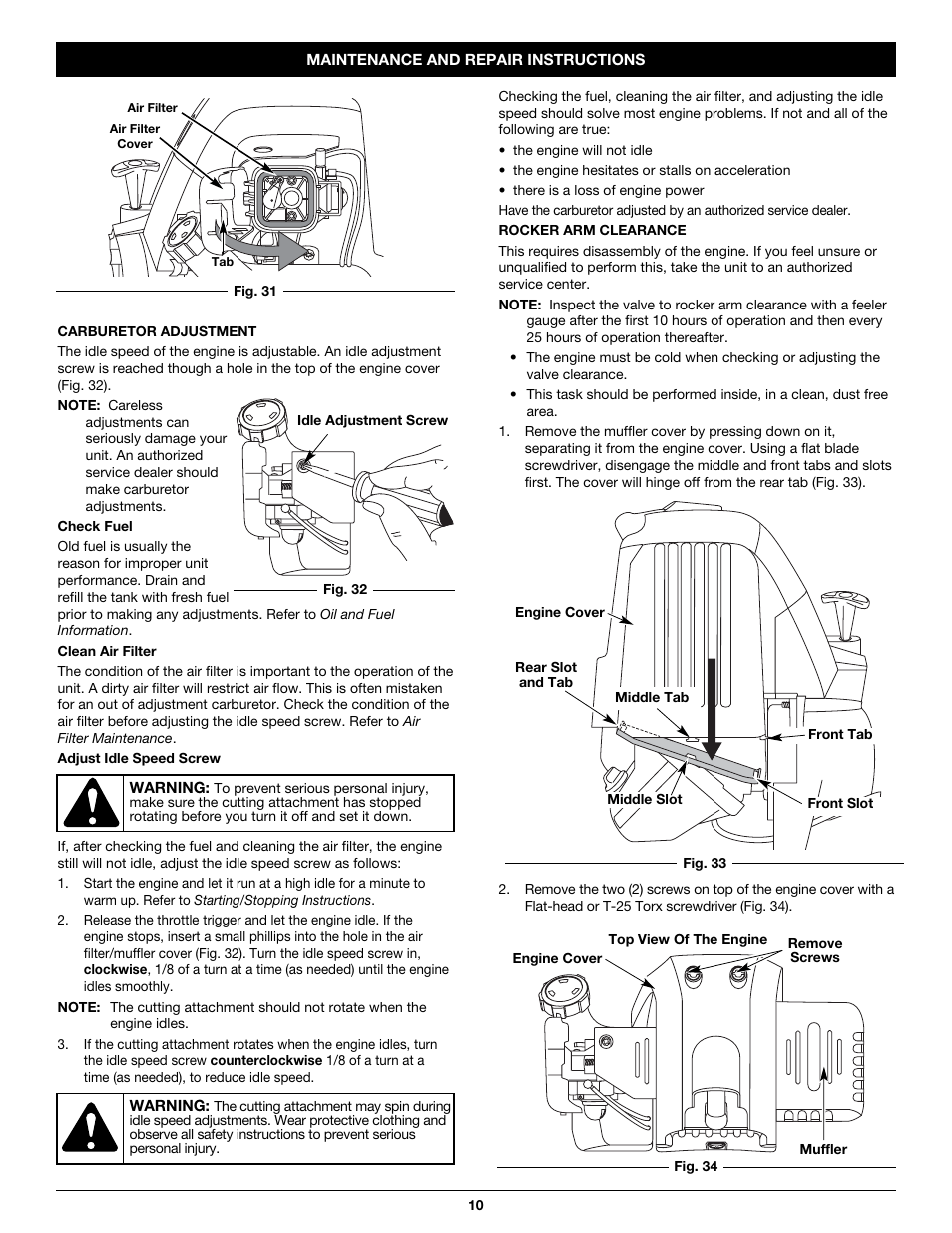 Troy-Bilt TB26CO User Manual | Page 10 / 52