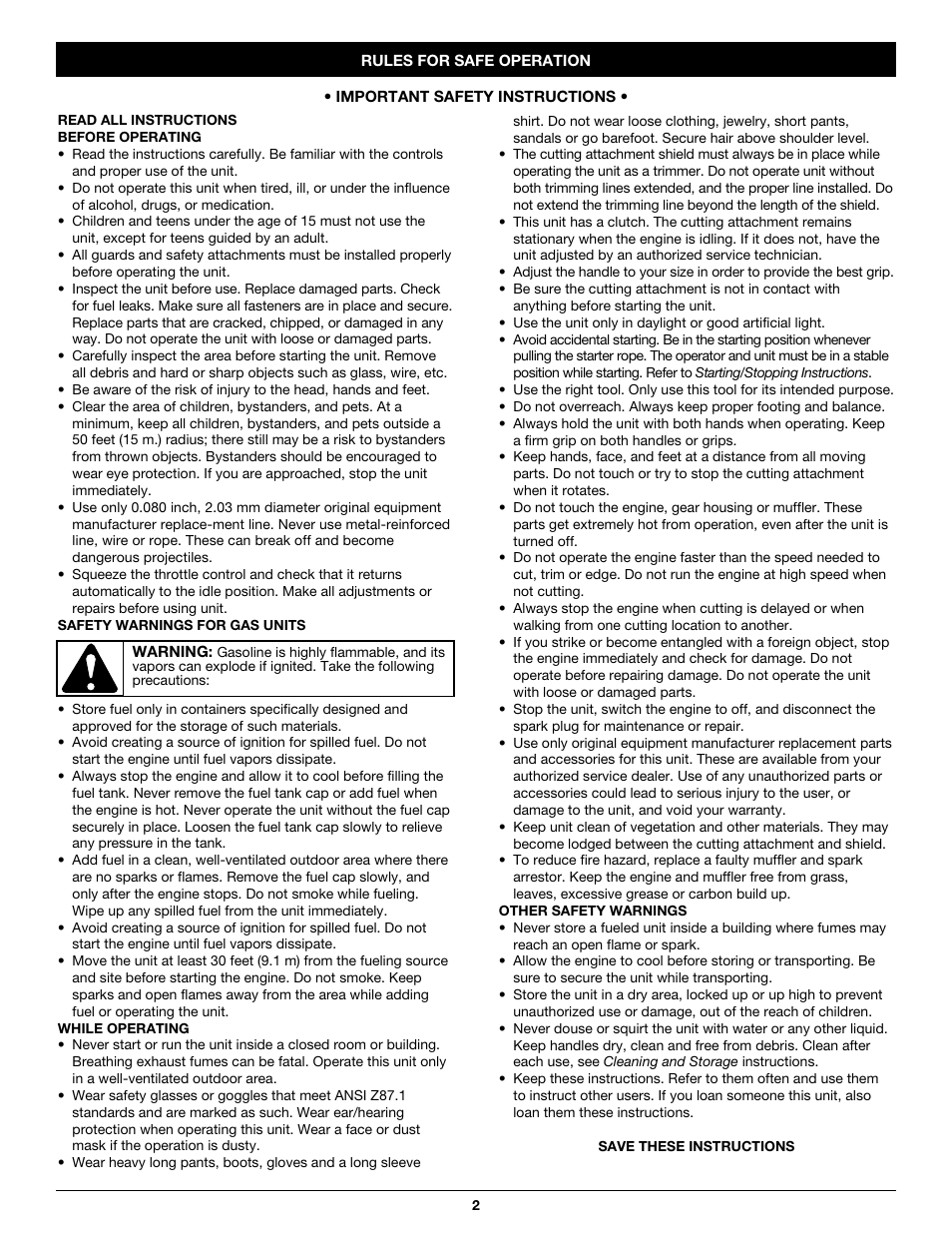 Troy-Bilt TB26CO User Manual | Page 2 / 52