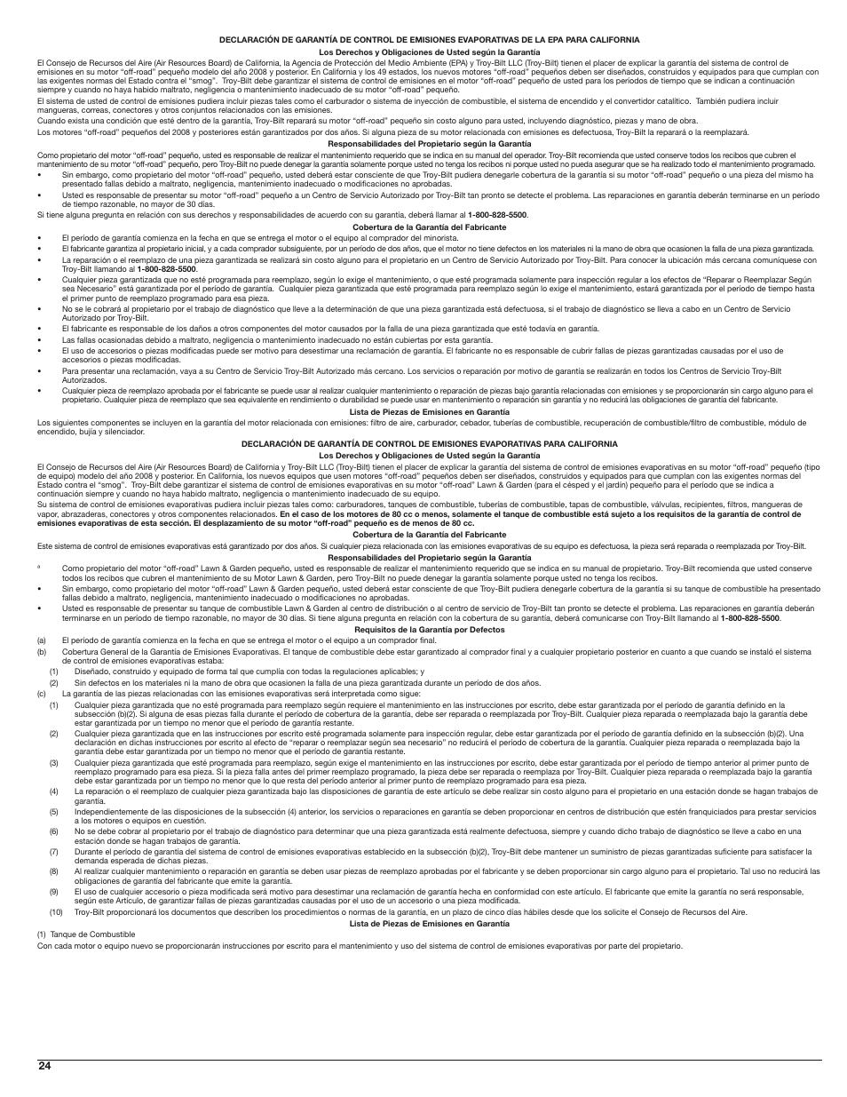 Troy-Bilt TB310QS User Manual | Page 24 / 28