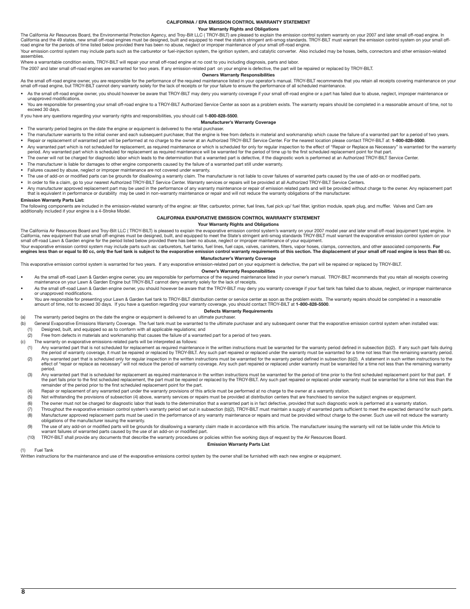 Troy-Bilt TB310QS User Manual | Page 8 / 28