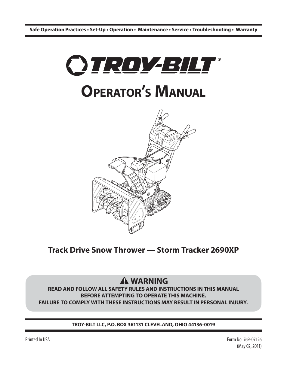 Troy-Bilt STORM TRACKER 2690XP User Manual | 52 pages