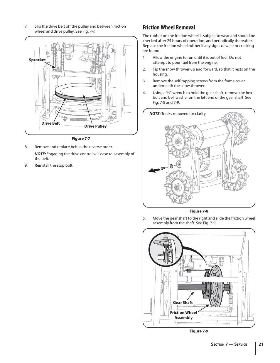 Friction wheel removal | Troy-Bilt STORM TRACKER 2690XP User Manual | Page 21 / 52