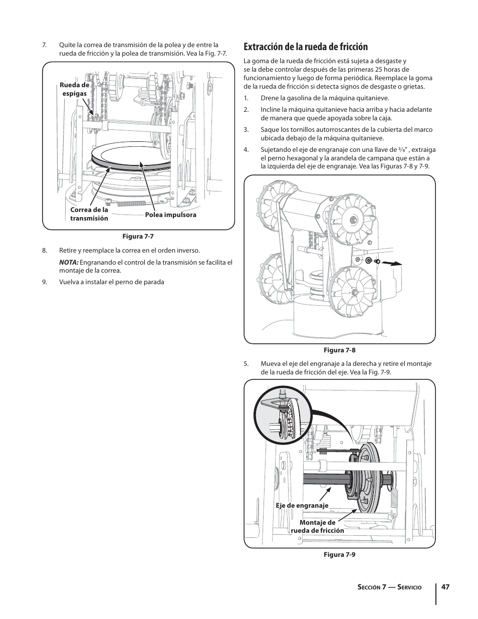 Extracción de la rueda de fricción | Troy-Bilt STORM TRACKER 2690XP User Manual | Page 47 / 52