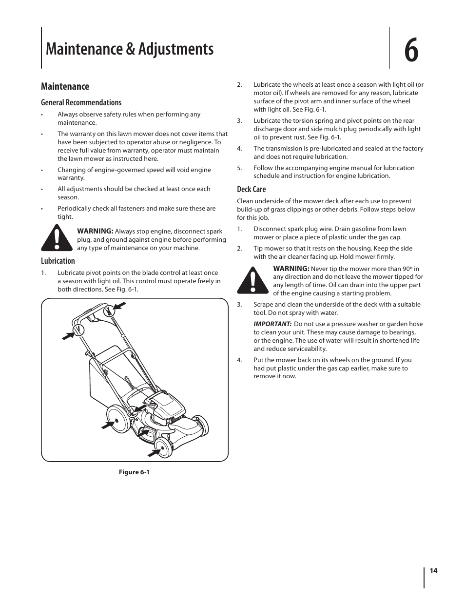 Maintenance & adjustments, Maintenance | Troy-Bilt V560 User Manual | Page 14 / 44