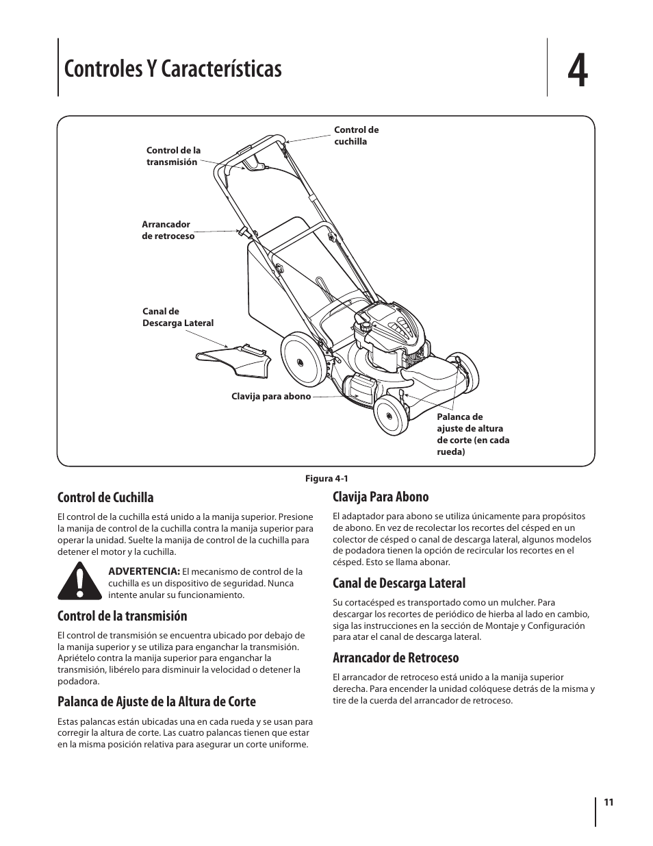 Controles y características | Troy-Bilt V560 User Manual | Page 35 / 44