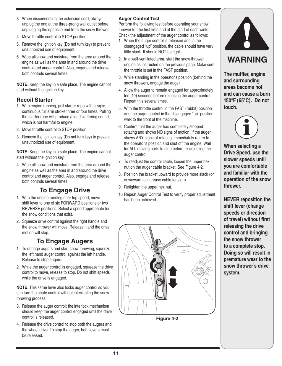 Warning | Troy-Bilt 769-03800 User Manual | Page 11 / 52