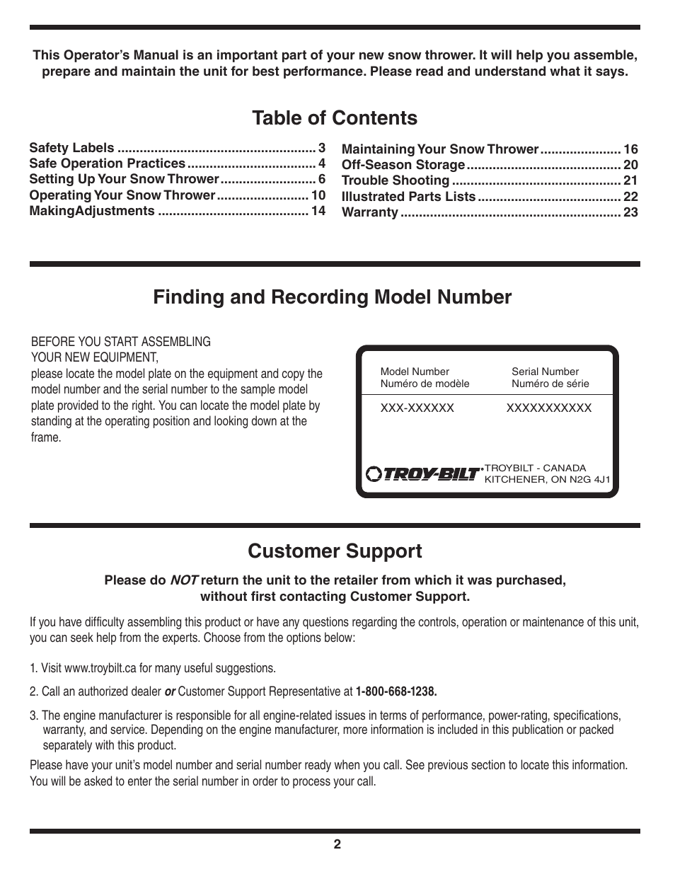 Troy-Bilt 769-03800 User Manual | Page 2 / 52