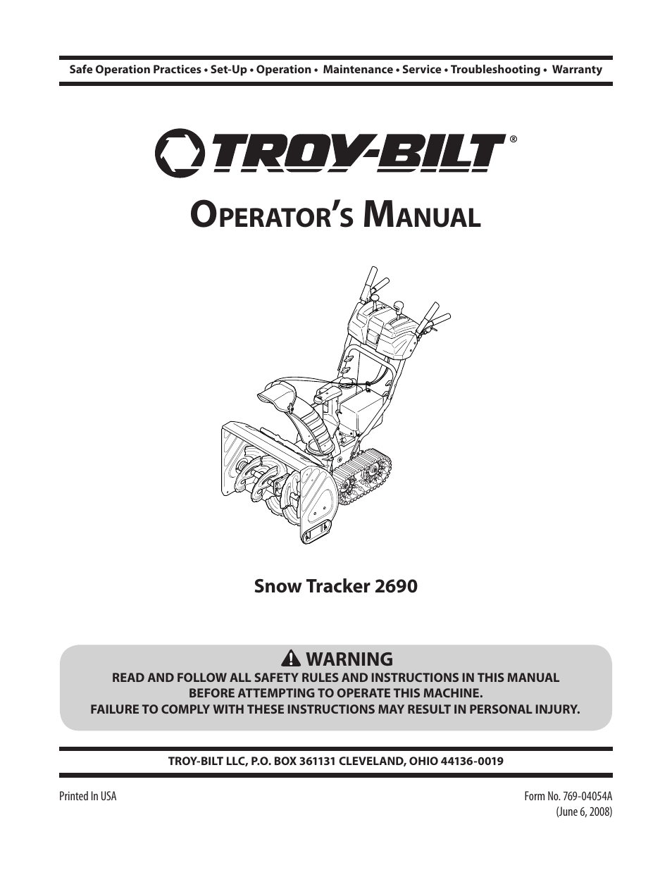 Troy-Bilt 2690 User Manual | 32 pages