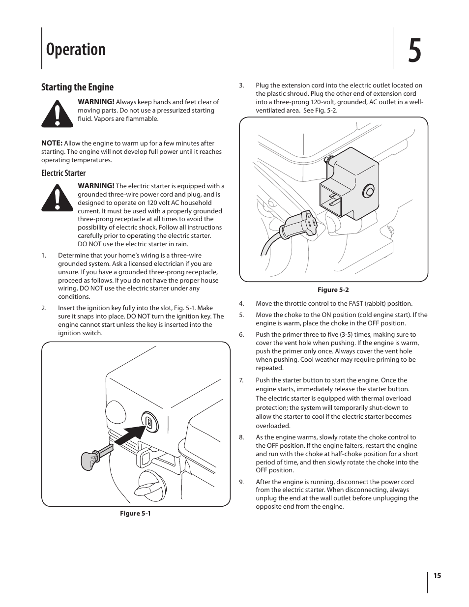 Operation, Starting the engine | Troy-Bilt 2690 User Manual | Page 15 / 32