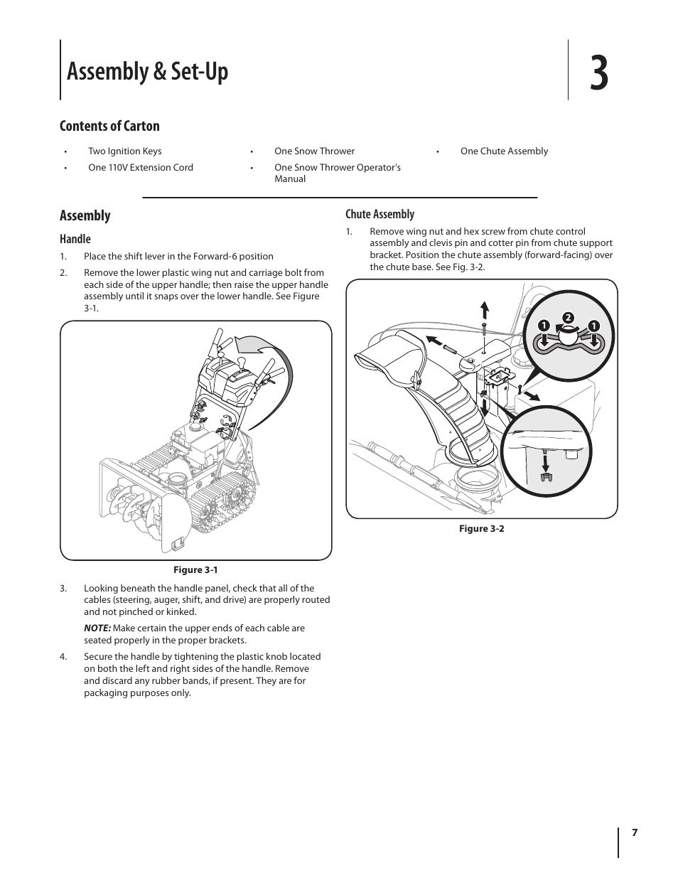 Assembly & set-up, Assembly, Contents of carton | Troy-Bilt 2690 User Manual | Page 7 / 32