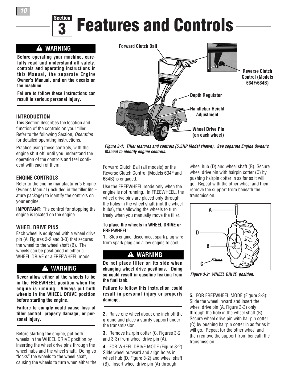 Features and controls | Troy-Bilt 634B-Super Bronco User Manual | Page 10 / 32