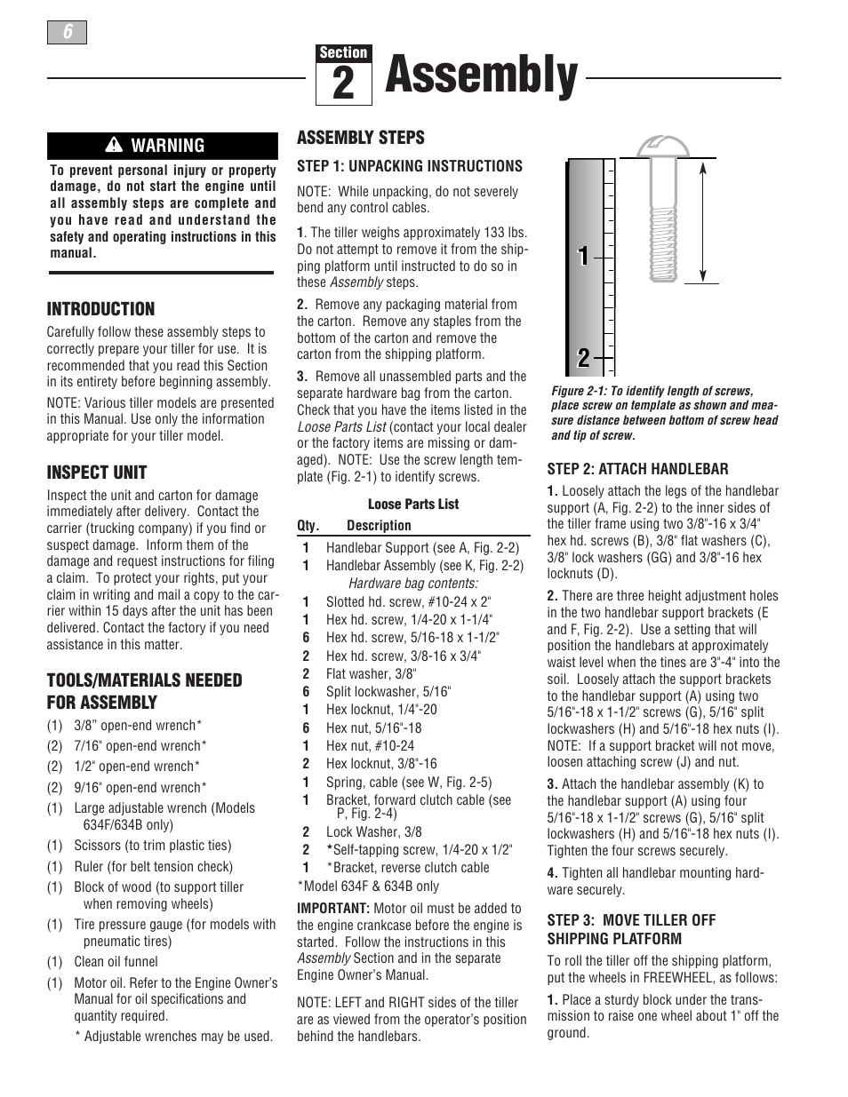 Assembly | Troy-Bilt 634B-Super Bronco User Manual | Page 6 / 32