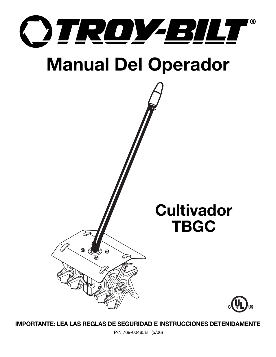 Manual del operador, Cultivador tbgc | Troy-Bilt TBGC User Manual | Page 21 / 32