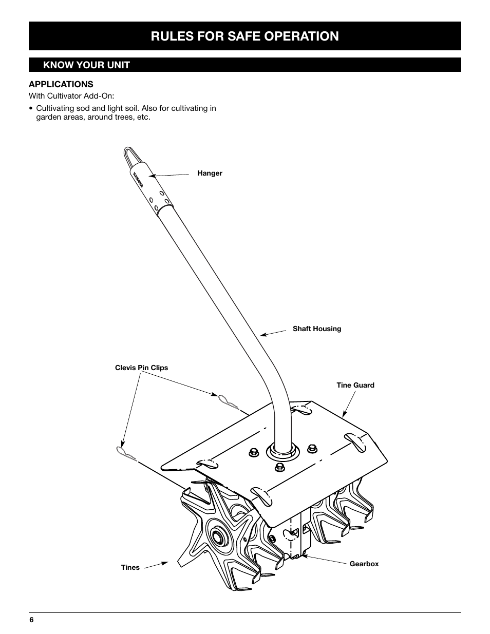 Rules for safe operation | Troy-Bilt TBGC User Manual | Page 6 / 32