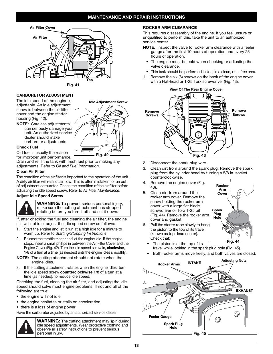 Troy-Bilt TB525CS User Manual | Page 13 / 64