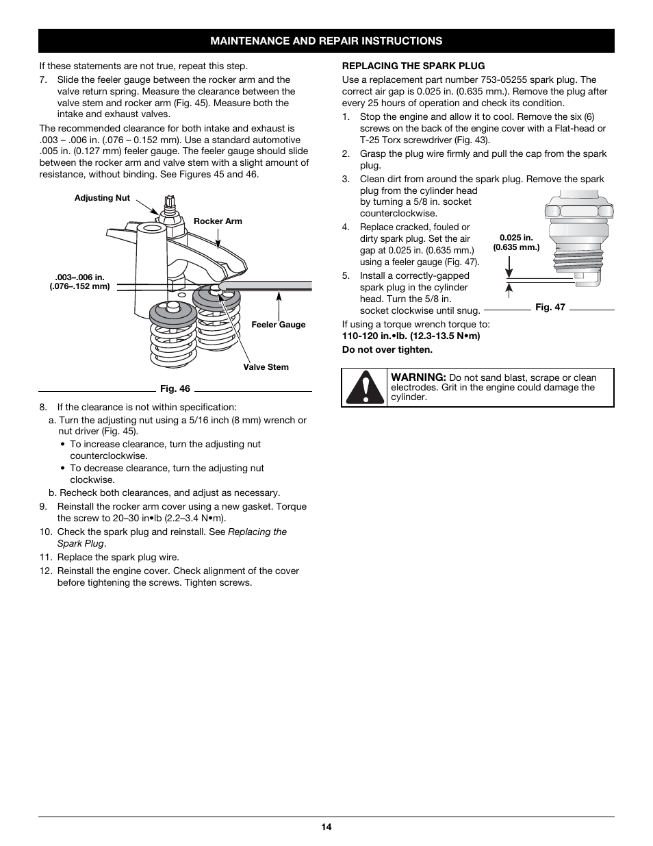 Troy-Bilt TB525CS User Manual | Page 14 / 64