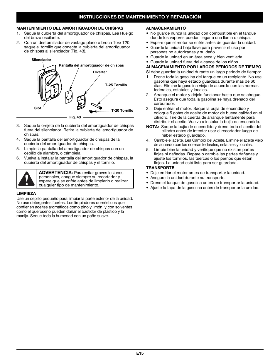 Troy-Bilt TB525CS User Manual | Page 55 / 64