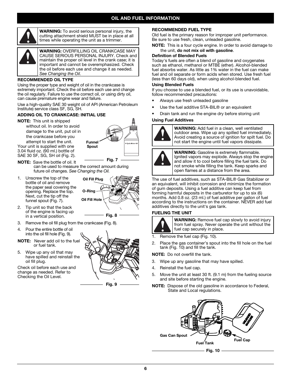 Troy-Bilt TB525CS User Manual | Page 6 / 64