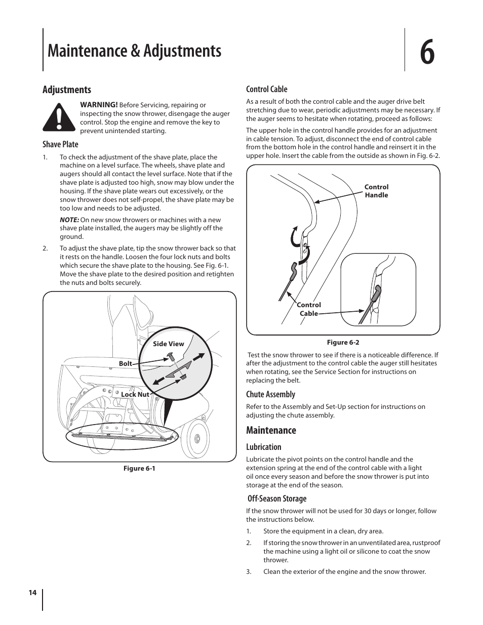 Maintenance & adjustments, Adjustments, Maintenance | Troy-Bilt 769-04000A User Manual | Page 14 / 48