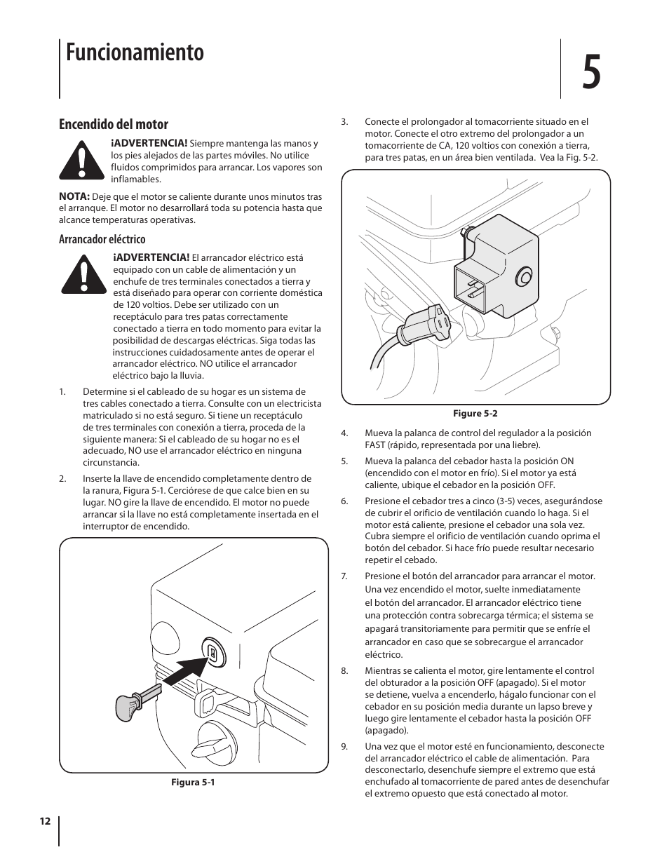 Funcionamiento, Encendido del motor | Troy-Bilt 769-04000A User Manual | Page 36 / 48