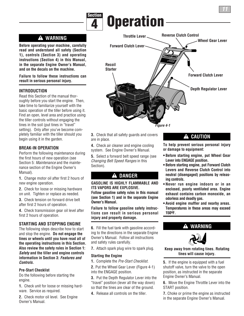 Operation | Troy-Bilt 675B--Pony User Manual | Page 11 / 36