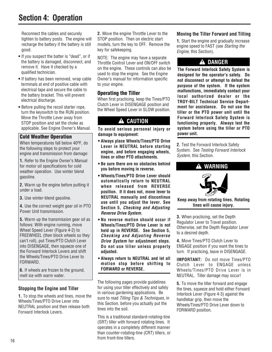 Caution, Danger, Warning | Troy-Bilt 682J  EN User Manual | Page 16 / 45