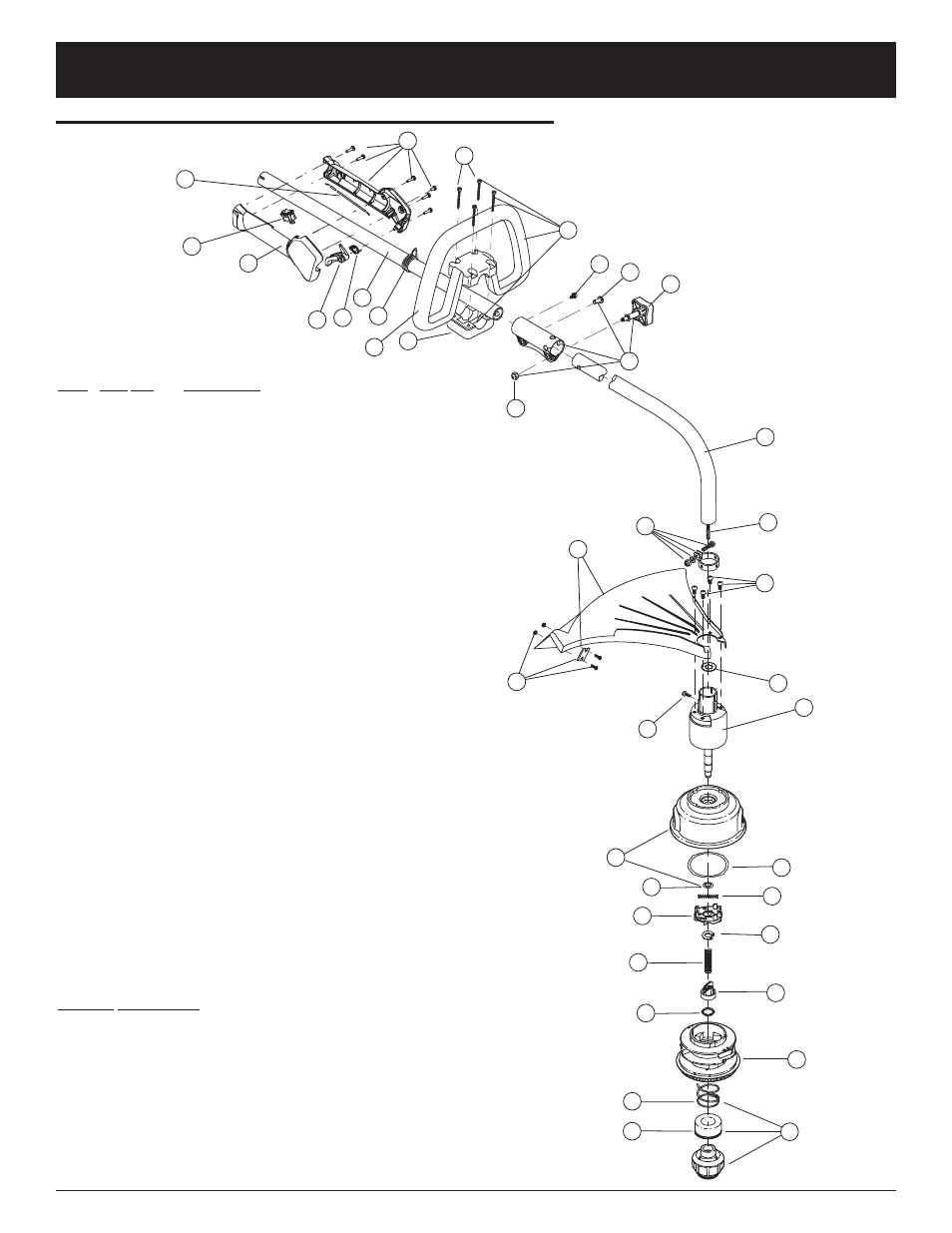 Parts list | Troy-Bilt TB25C5 User Manual | Page 71 / 72