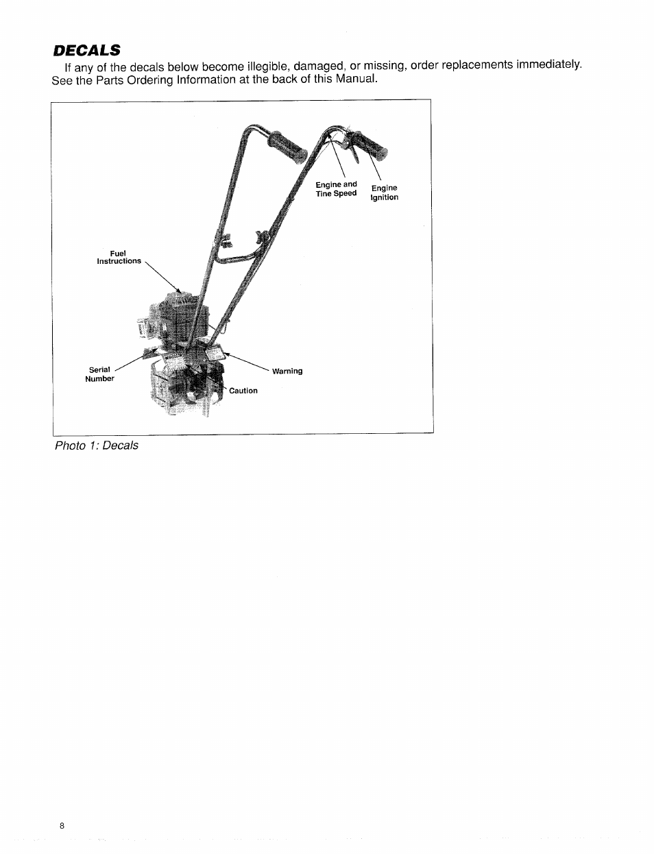 Decals | Troy-Bilt 12001 User Manual | Page 8 / 24