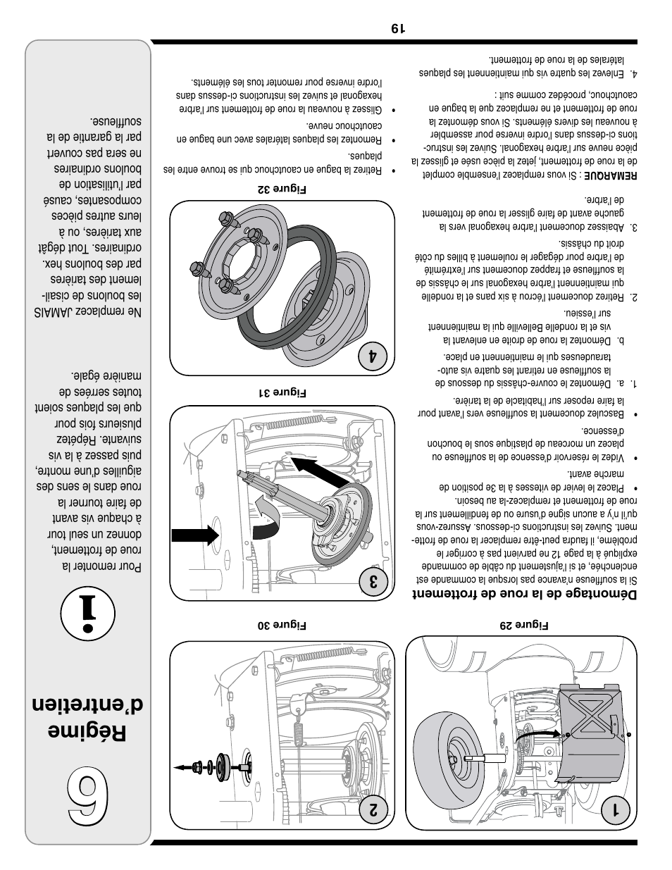 Régime d’entretien | Troy-Bilt Two-Stage Snow Thrower User Manual | Page 34 / 52