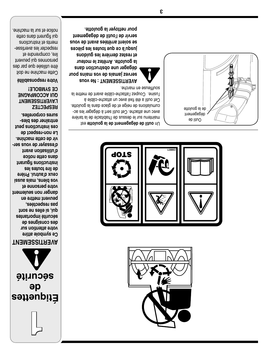 Étiquettes de sécurité, Aver tissement | Troy-Bilt Two-Stage Snow Thrower User Manual | Page 50 / 52