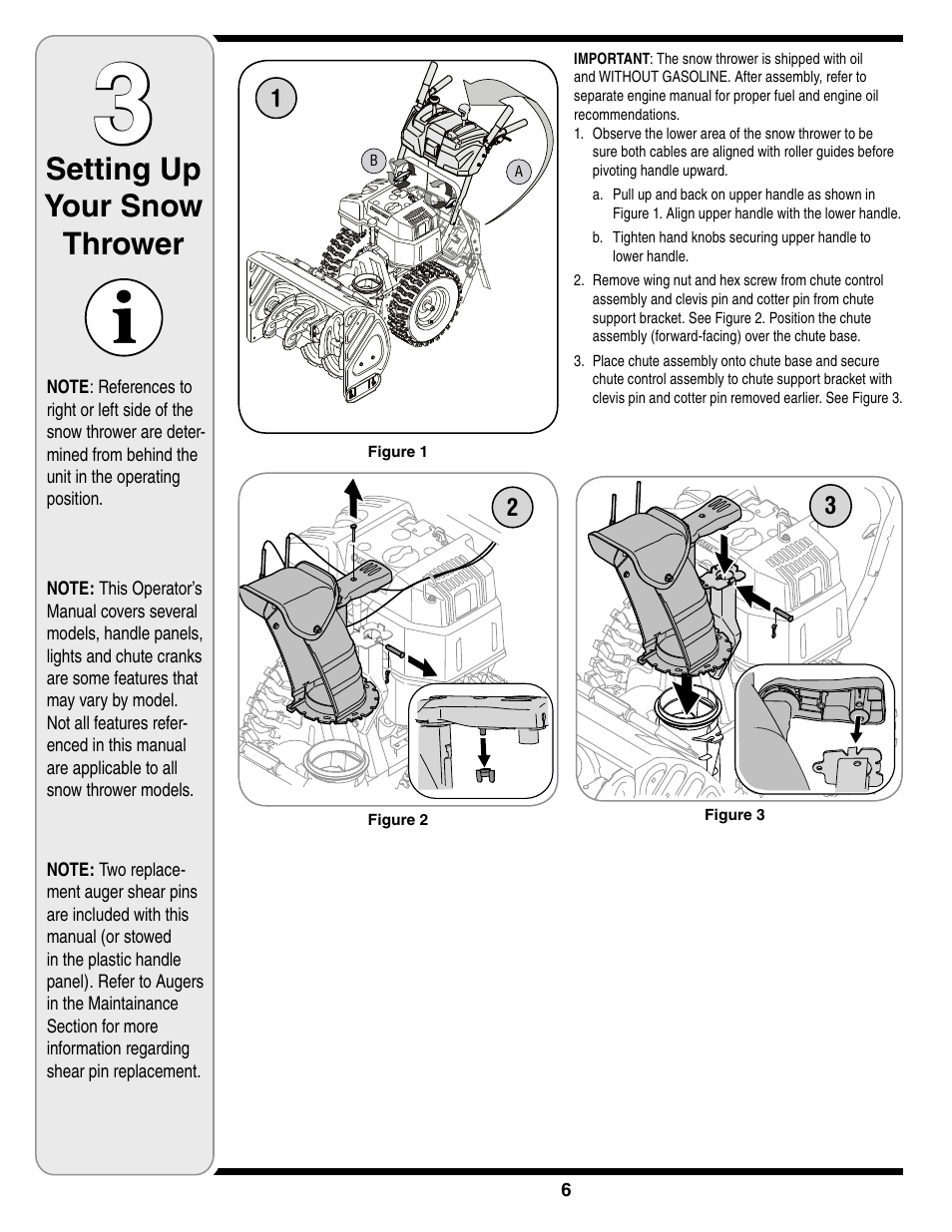 Setting up your snow thrower | Troy-Bilt Two-Stage Snow Thrower User Manual | Page 6 / 52