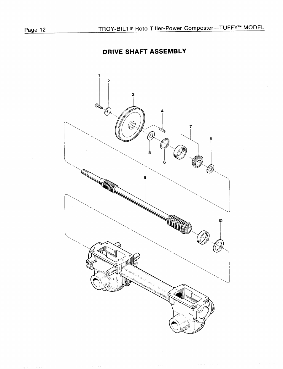 Drive shaft assembly | Troy-Bilt 1900634A User Manual | Page 14 / 20