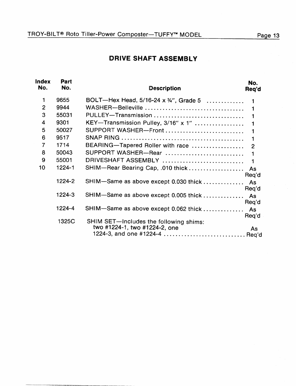 Drive shaft assembly | Troy-Bilt 1900634A User Manual | Page 15 / 20