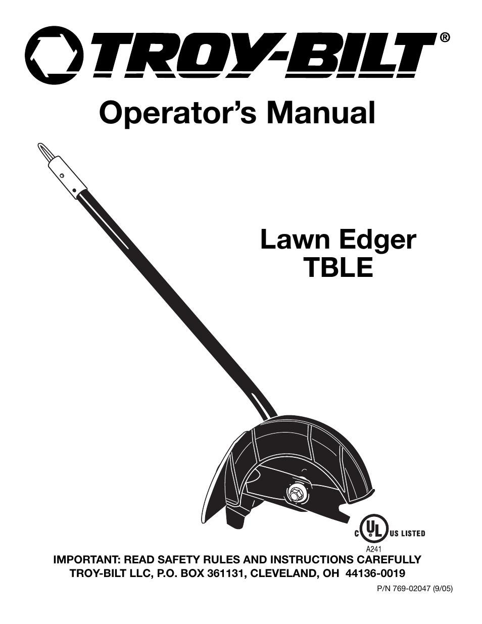 Troy-Bilt 769-02047 User Manual | 36 pages