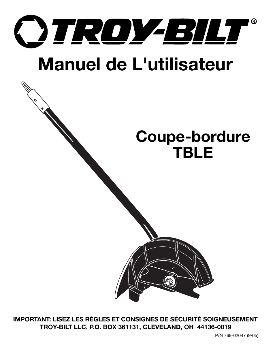 Manuel de l'utilisateur, Coupe-bordure tble | Troy-Bilt 769-02047 User Manual | Page 13 / 36