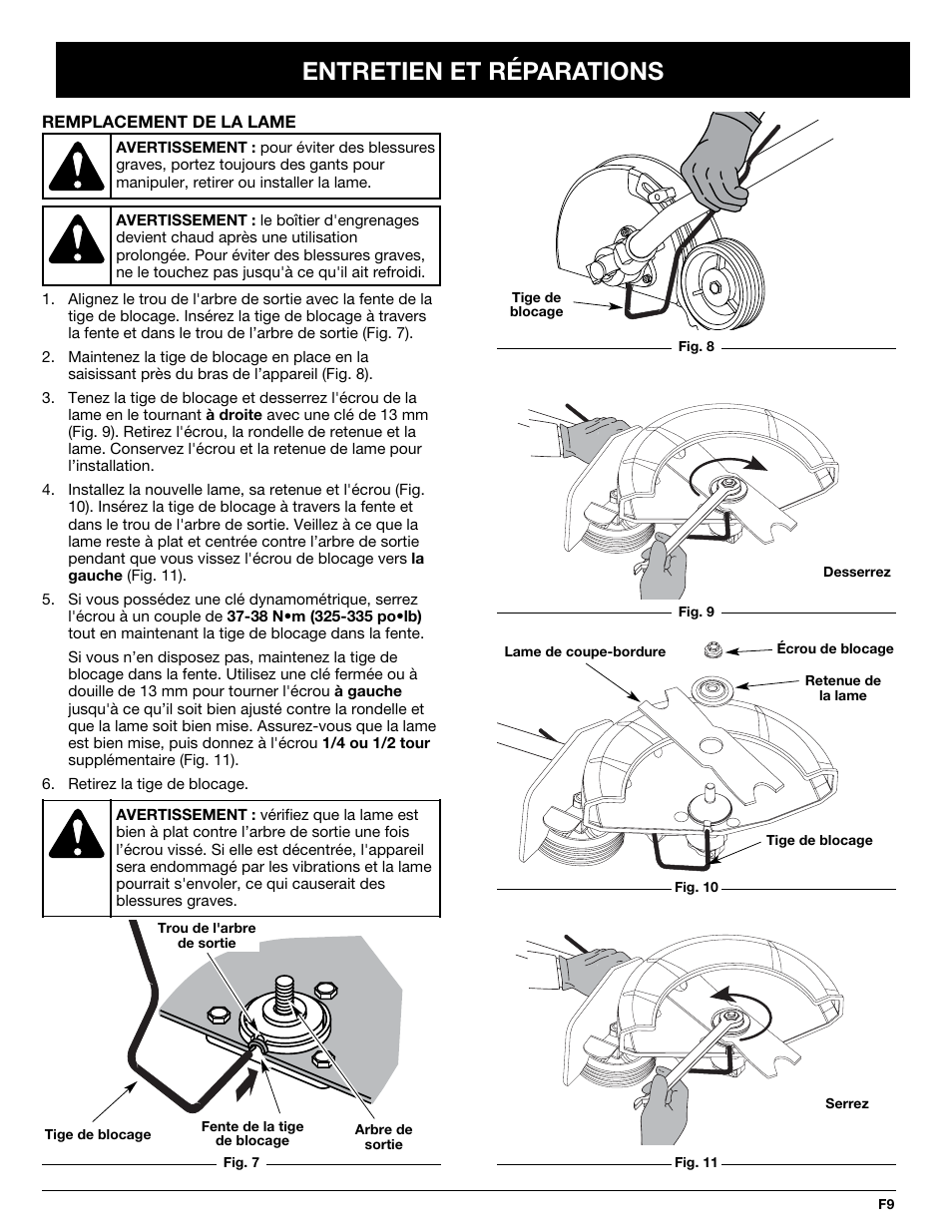 Entretien et réparations | Troy-Bilt 769-02047 User Manual | Page 21 / 36
