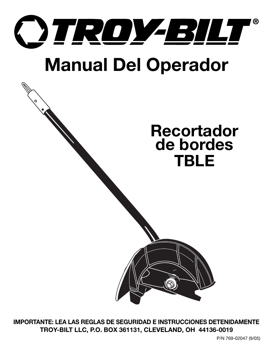 Manual del operador, Recortador de bordes, Tble | Troy-Bilt 769-02047 User Manual | Page 25 / 36