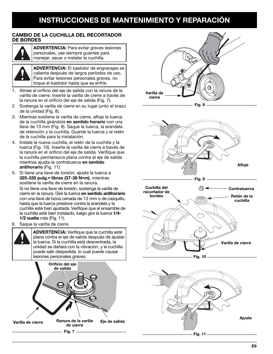 Instrucciones de mantenimiento y reparación | Troy-Bilt 769-02047 User Manual | Page 33 / 36