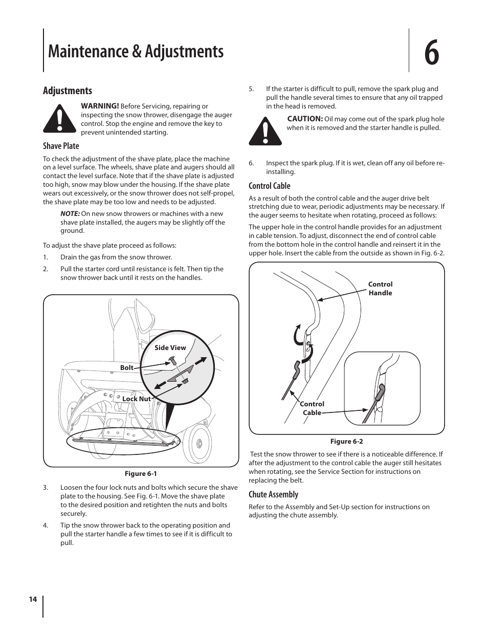 Maintenance & adjustments, Adjustments | Troy-Bilt 2100 User Manual | Page 14 / 52