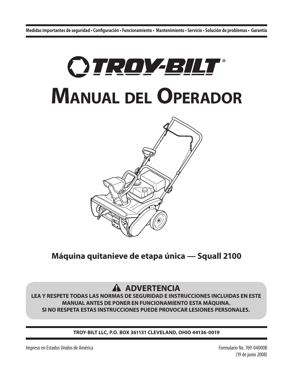 Anual, Perador | Troy-Bilt 2100 User Manual | Page 27 / 52